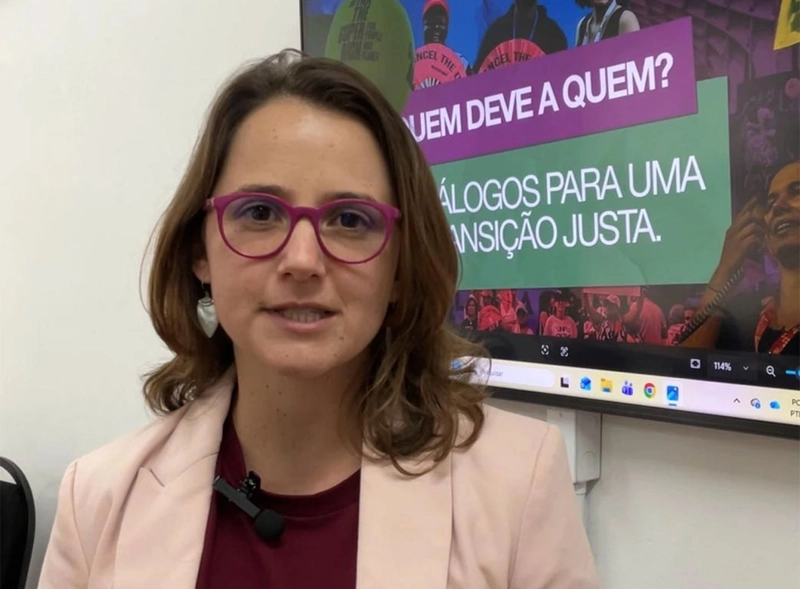 Jessica Siviero, especialista em Justiça Climática da ActionAid Brasil,  trouxe o olhar das mulheres agricultoras para o centro do diálogo.