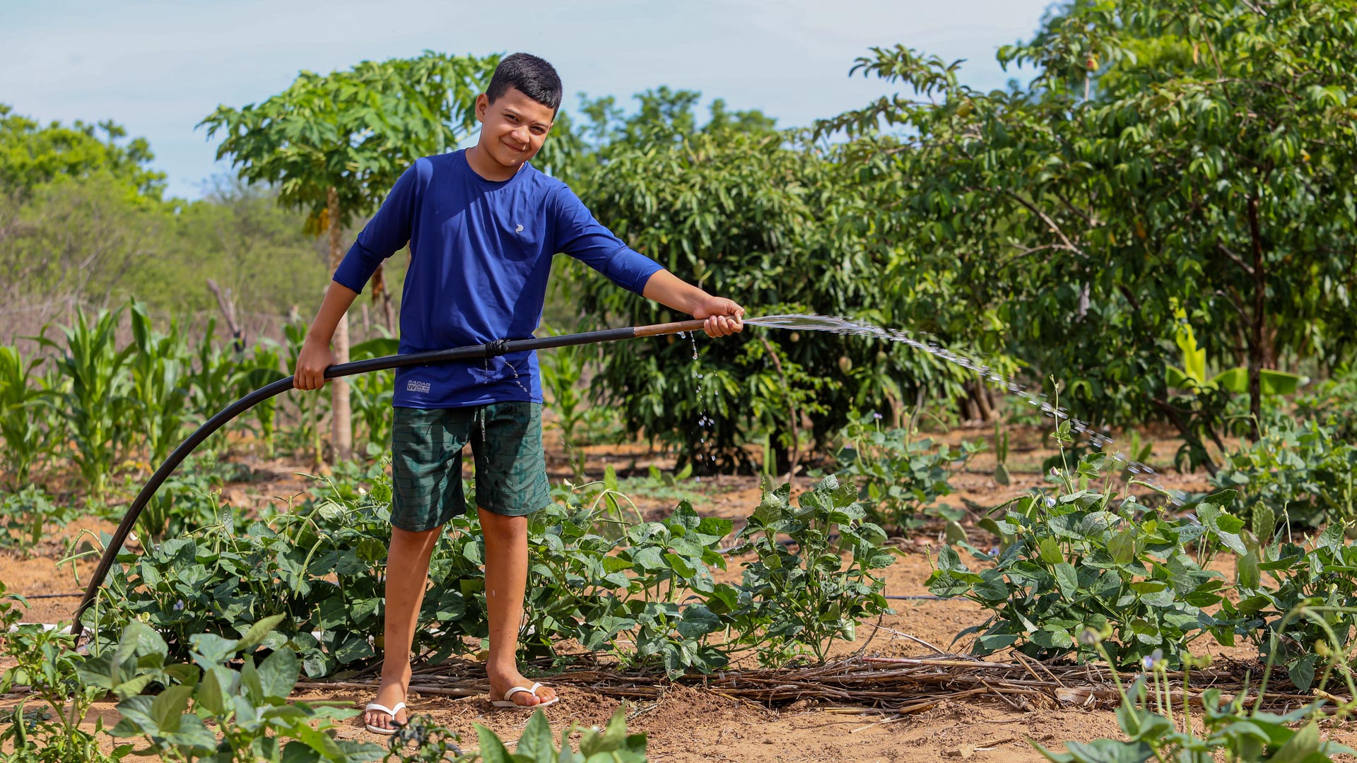 A família de Edras foi uma das 18 da região que receberam um sistema de reutilização de água para irrigar seus quintais agroecológicos. Foto: ActionAid
